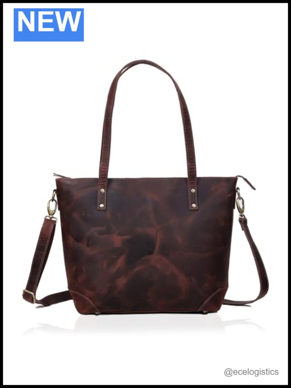 Genuine Leather Women's Tote Bag w/ Laptop Compartment, Large Work Satchel